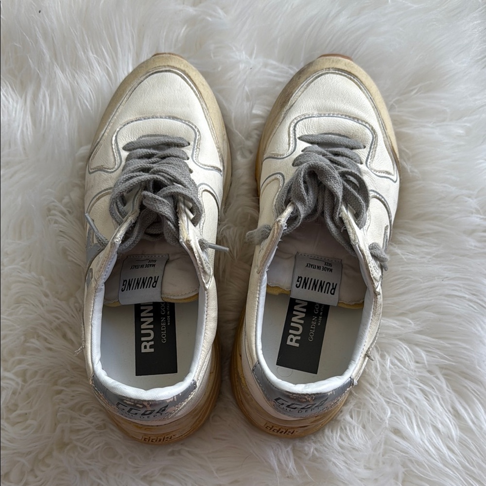 Golden Goose White and Gray Athletic Shoes Authentic